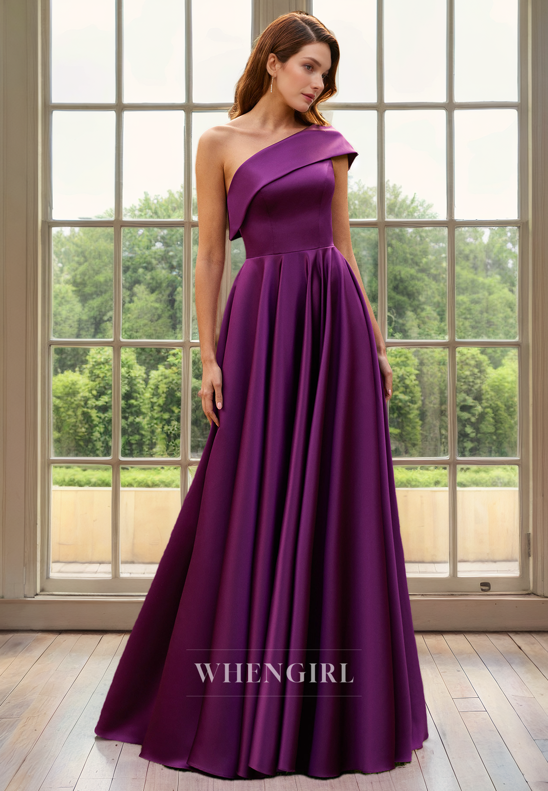 A-Line One Shoulder Sleeveless Pleated Back Zipper Mother of Bride Dress