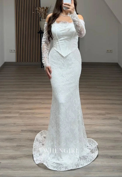 Mermaid Off Shoulder Long Sleeves Lace Evening Formal Gown