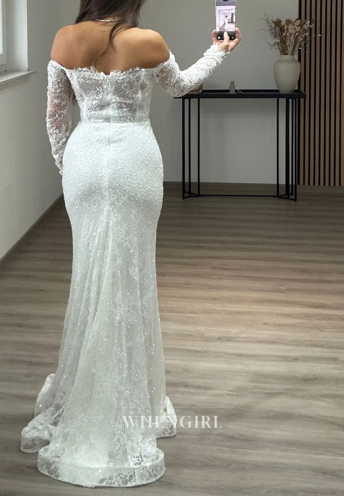 Mermaid Off Shoulder Long Sleeves Lace Evening Formal Gown