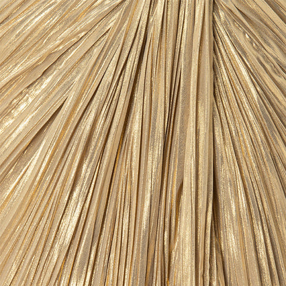 Strapless Pleated Dress With Slit And Detachable Cape