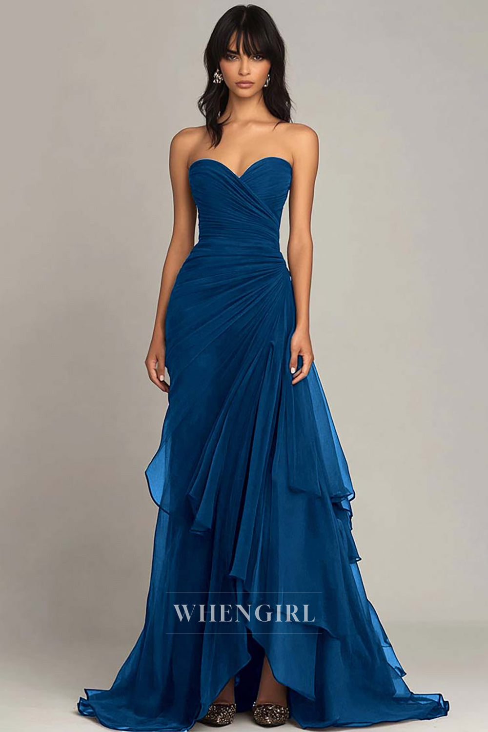 Elegant Sweetheart Sheath Gala Dresses Pleated Lace Party Prom Dress with Train