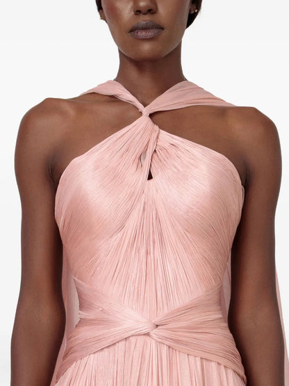 Pink Cross Neck Sleeveless Feathers Evening Formal Dress with Cape