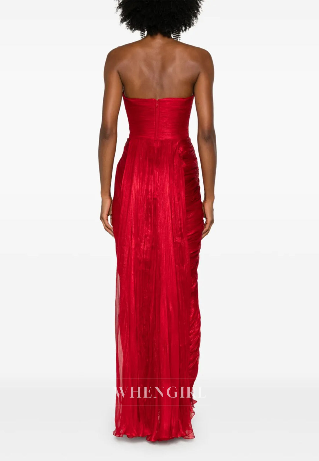 Scoop Neck Sleevelss Strapless Pleated Long Formal Evening Dress