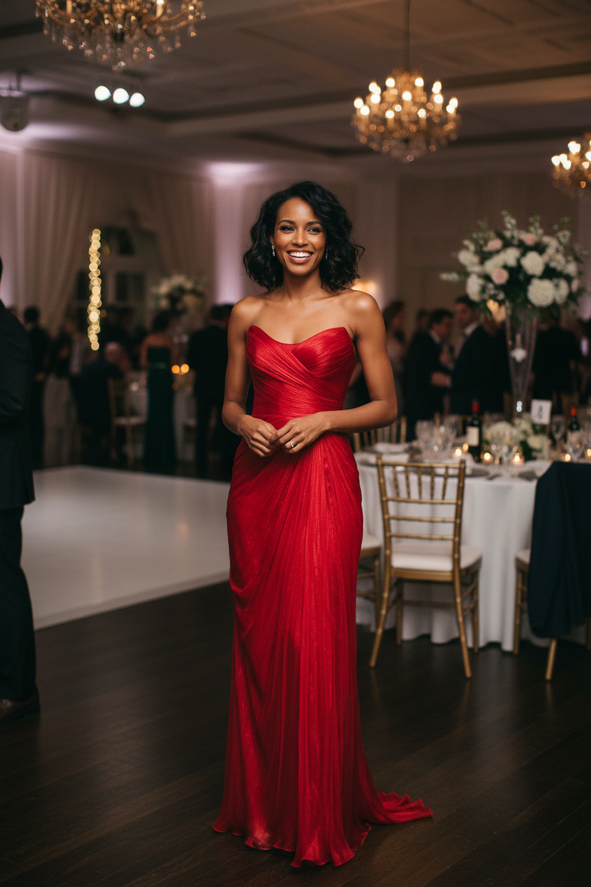 Scoop Neck Sleevelss Strapless Pleated Long Formal Evening Dress