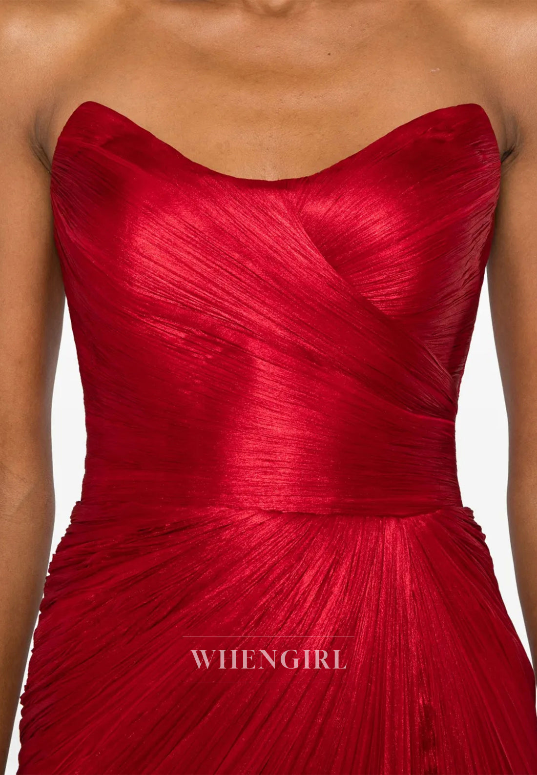 Scoop Neck Sleevelss Strapless Pleated Long Formal Evening Dress