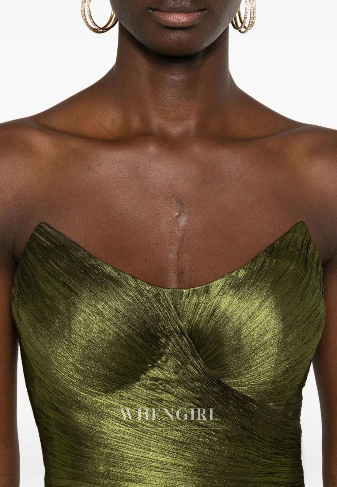 Scoop Neck Sleevelss Strapless Pleated Long Formal Evening Dress