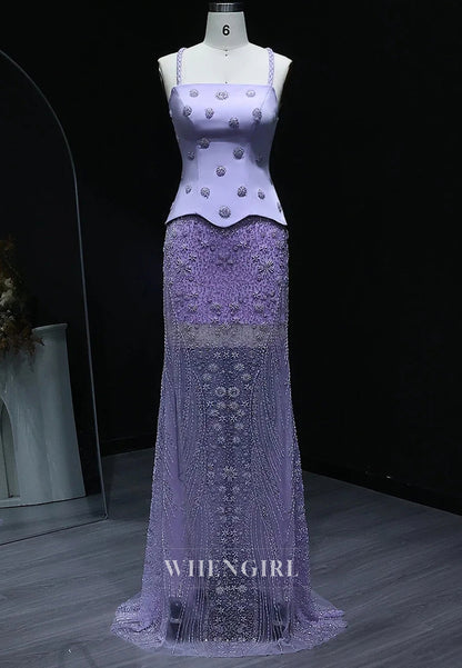 Sheath Beaded Sleeveless Lace Up Formal Evening Dress Party Gown