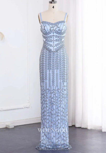 Sheath Sweetheart Sleeveless Beaded Back Zipper Vine Floor Length Formal Evening Gown