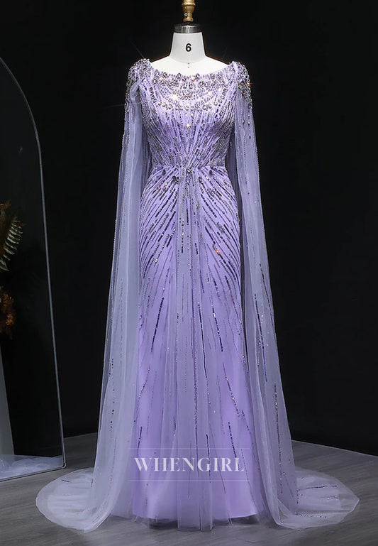 Sheath Floor Length Long Sleeves Bateau Neck Rhinestones Formal Evening Dress