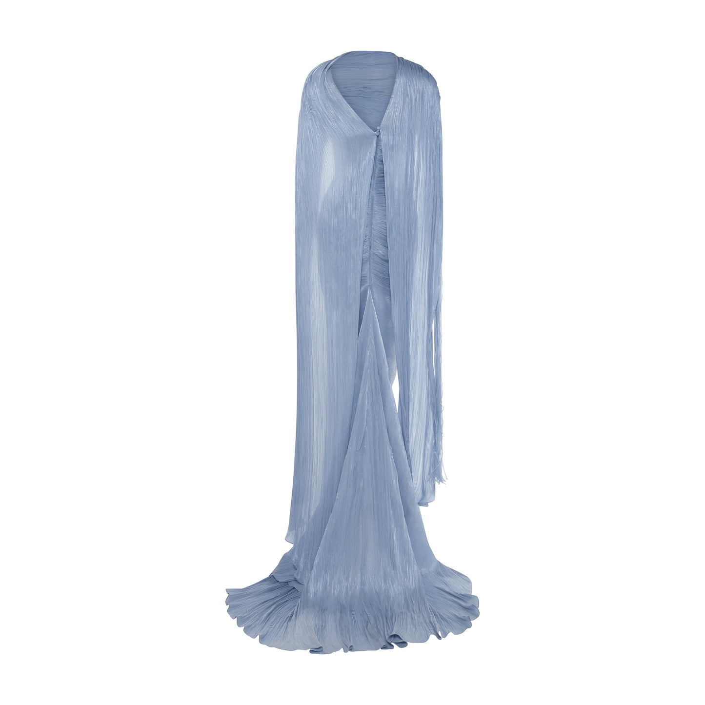 Sheath Ruched Slit Evening Dress with Cape