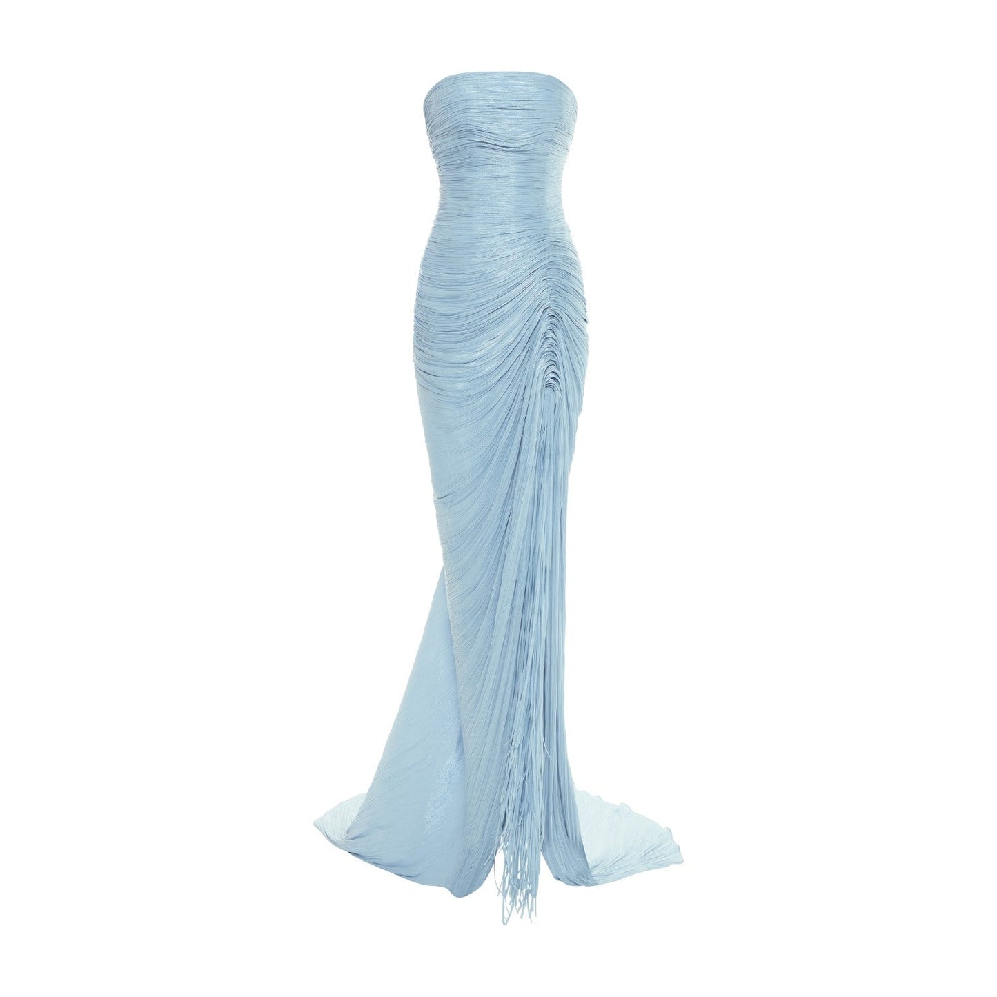 Sheath Ruched Slit Evening Dress with Cape