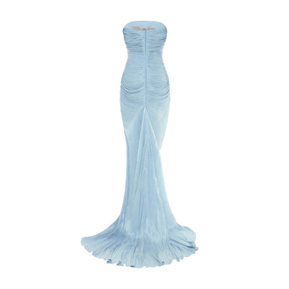Sheath Ruched Slit Evening Dress with Cape