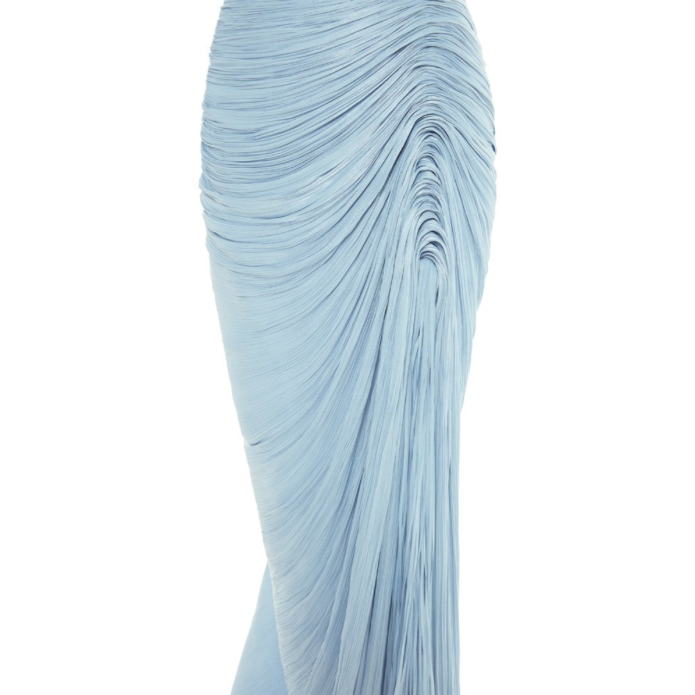 Sheath Ruched Slit Evening Dress with Cape