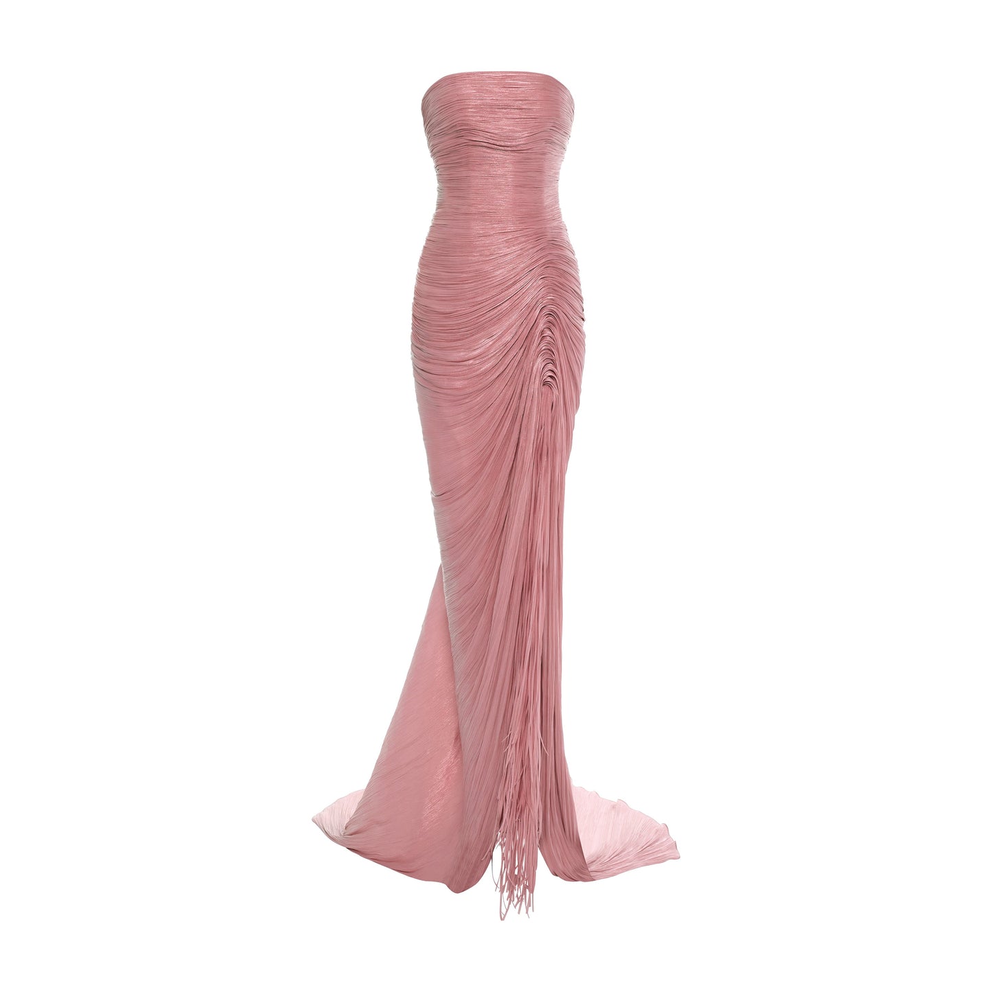 Sheath Ruched Slit Evening Dress with Cape