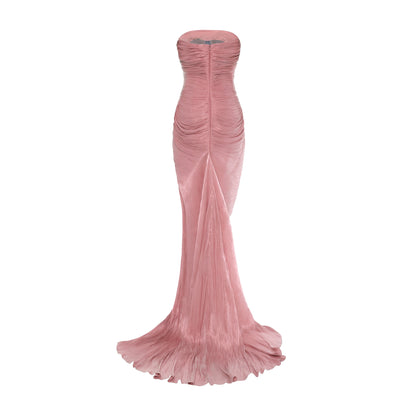 Sheath Ruched Slit Evening Dress with Cape
