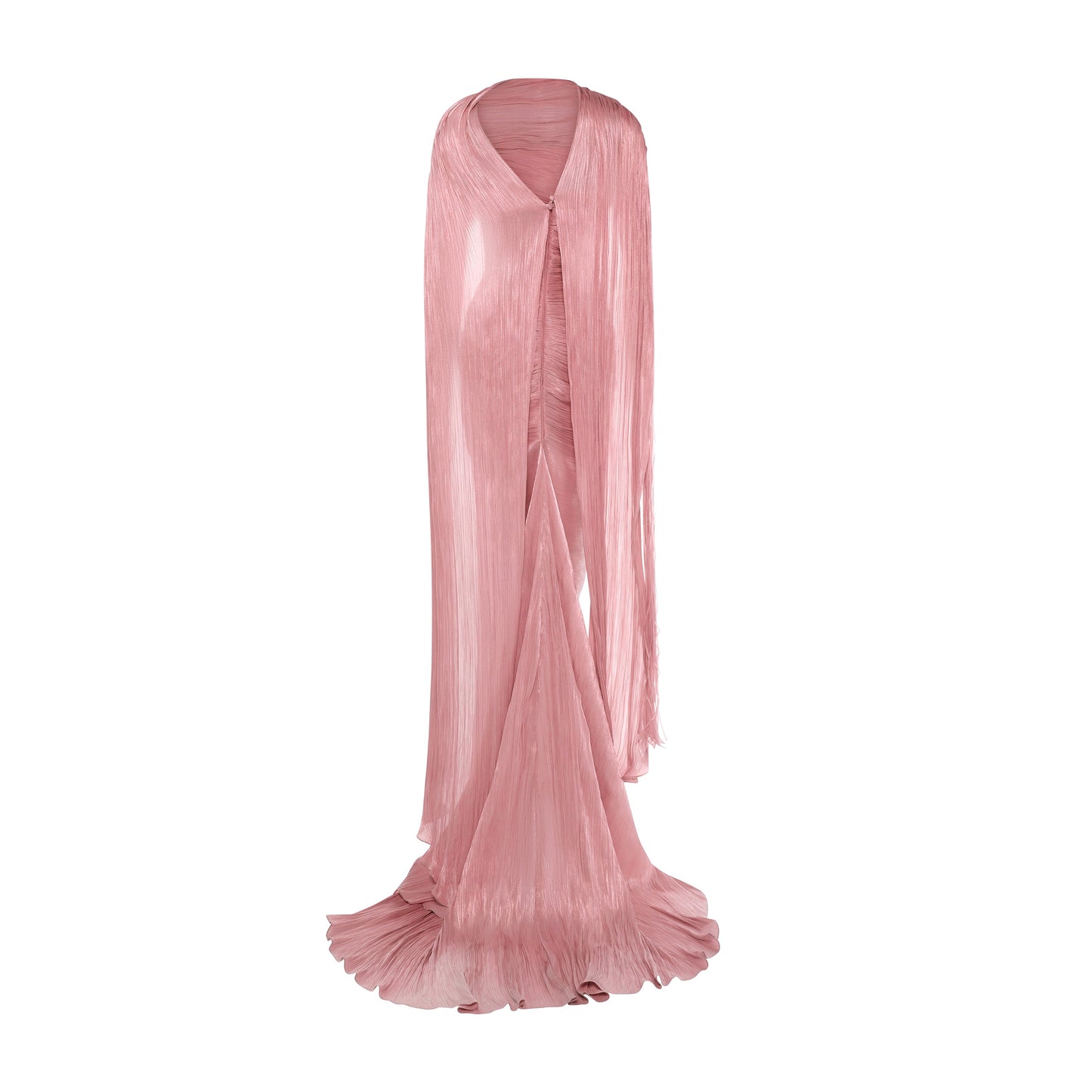 Sheath Ruched Slit Evening Dress with Cape