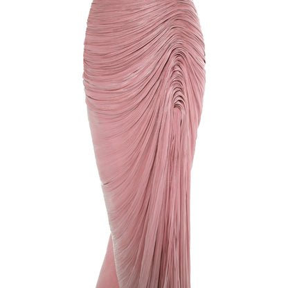 Sheath Ruched Slit Evening Dress with Cape