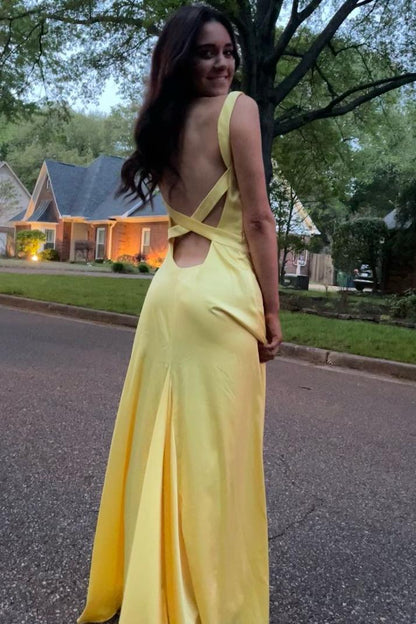 Classy Straps V-Neck Satin Sleeveless Pleats Long Formal Prom Dress