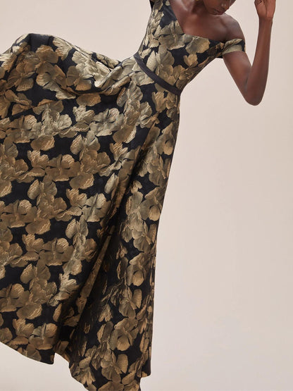 A-Line/Princess Off-the-shoulder Short Sleeves Floor Length Evening Dress