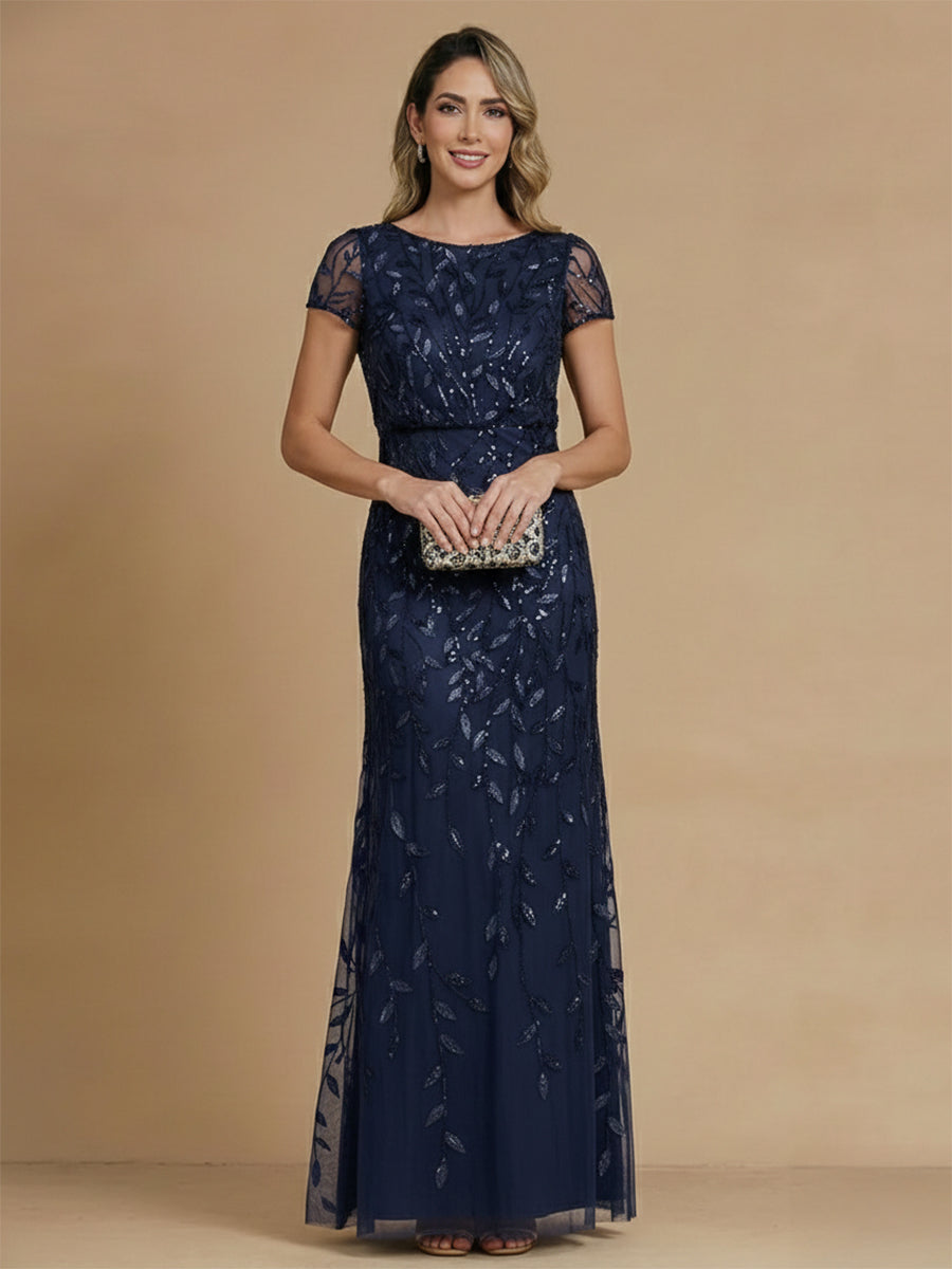 A-Line/Princess Scoop Neck Short Sleeves Mother of the Bride Dresses