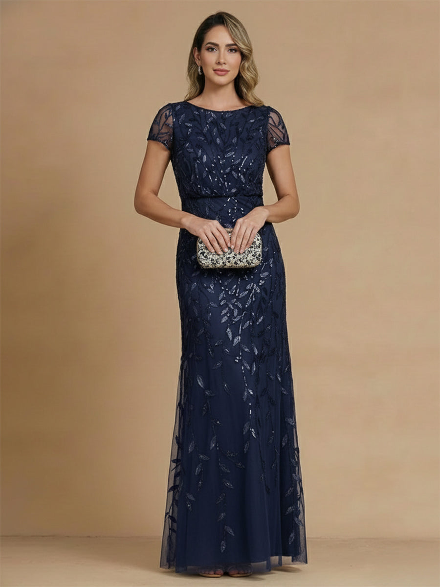 A-Line/Princess Scoop Neck Short Sleeves Mother of the Bride Dresses