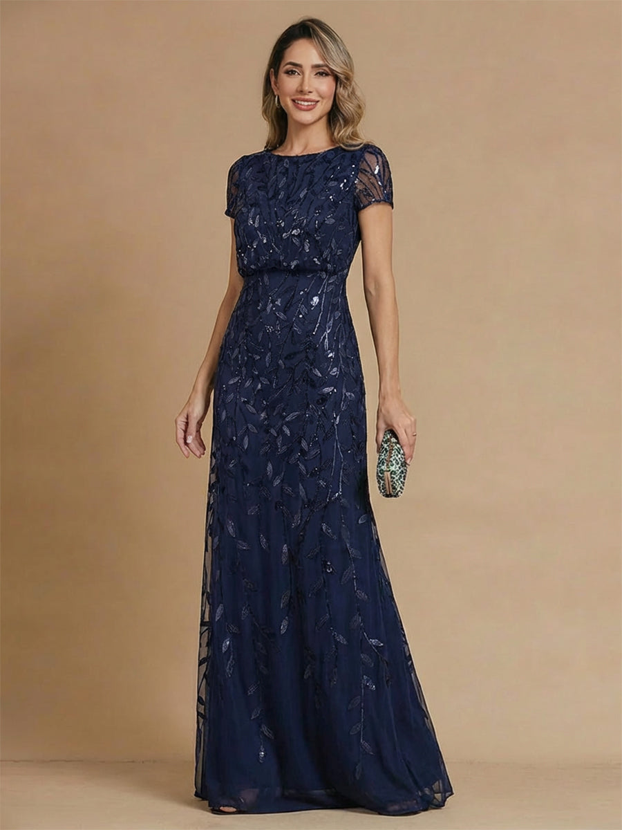 A-Line/Princess Scoop Neck Short Sleeves Mother of the Bride Dresses