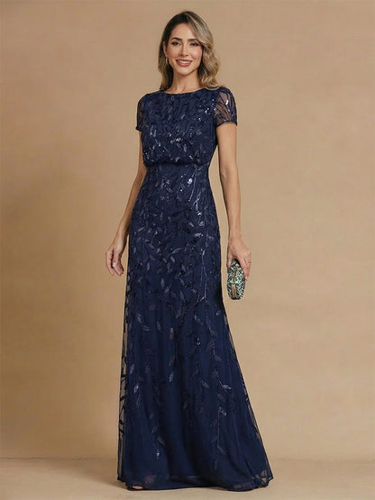 A-Line/Princess Scoop Neck Short Sleeves Mother of the Bride Dresses