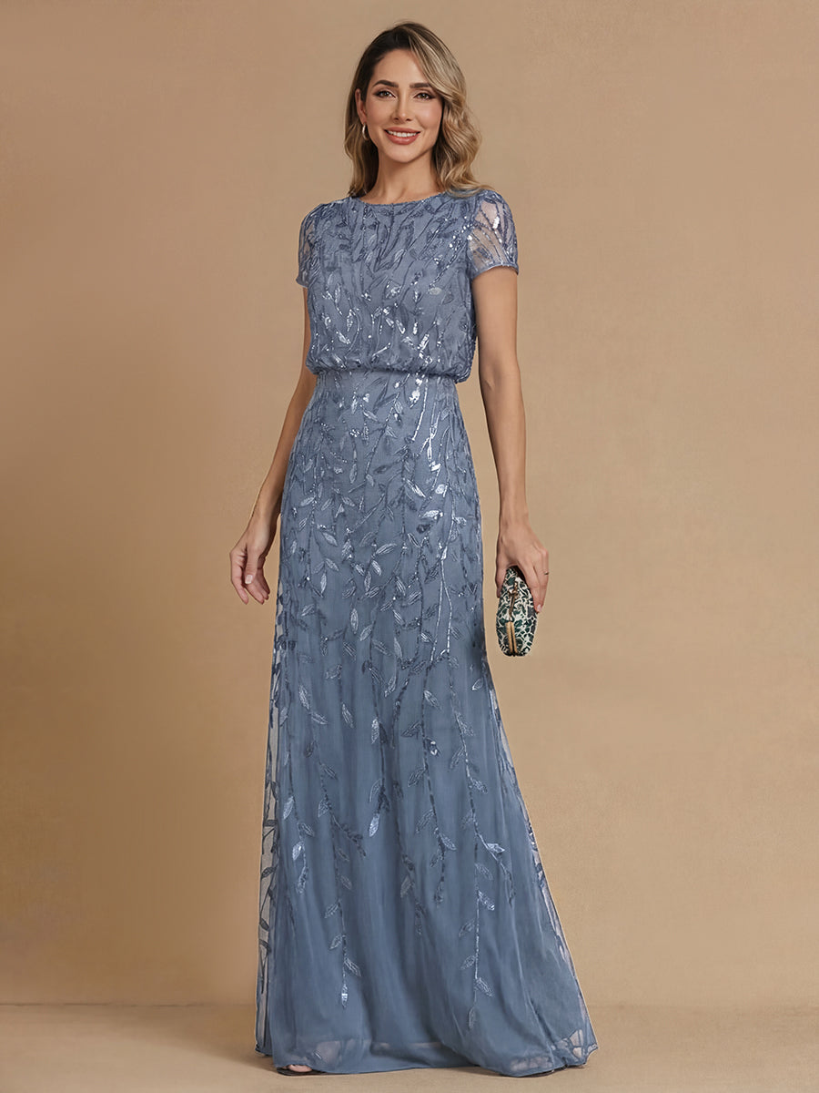 A-Line/Princess Scoop Neck Short Sleeves Mother of the Bride Dresses