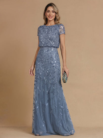 A-Line/Princess Scoop Neck Short Sleeves Mother of the Bride Dresses