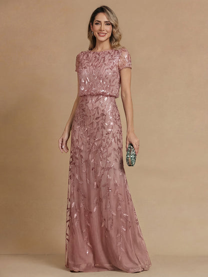 A-Line/Princess Scoop Neck Short Sleeves Mother of the Bride Dresses