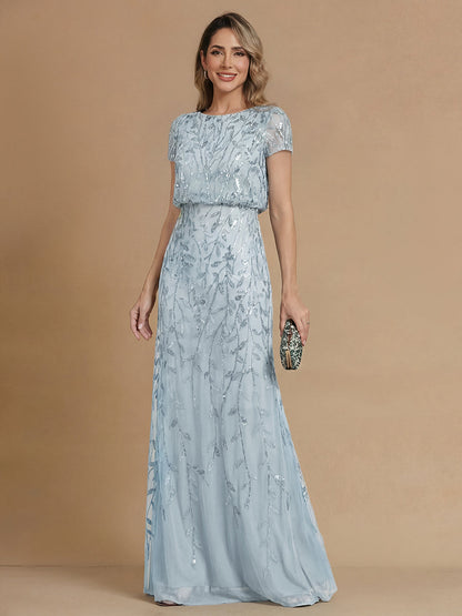 A-Line/Princess Scoop Neck Short Sleeves Mother of the Bride Dresses