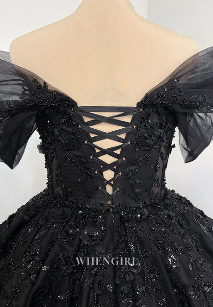 Black V Neck Cap Sleeves Beaded Appliques Lace Up A-Line Short Wedding Dress