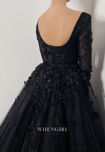 Black Long Sleeves Appliqued Beaded Detachable Train Mermaid Wedding Dress