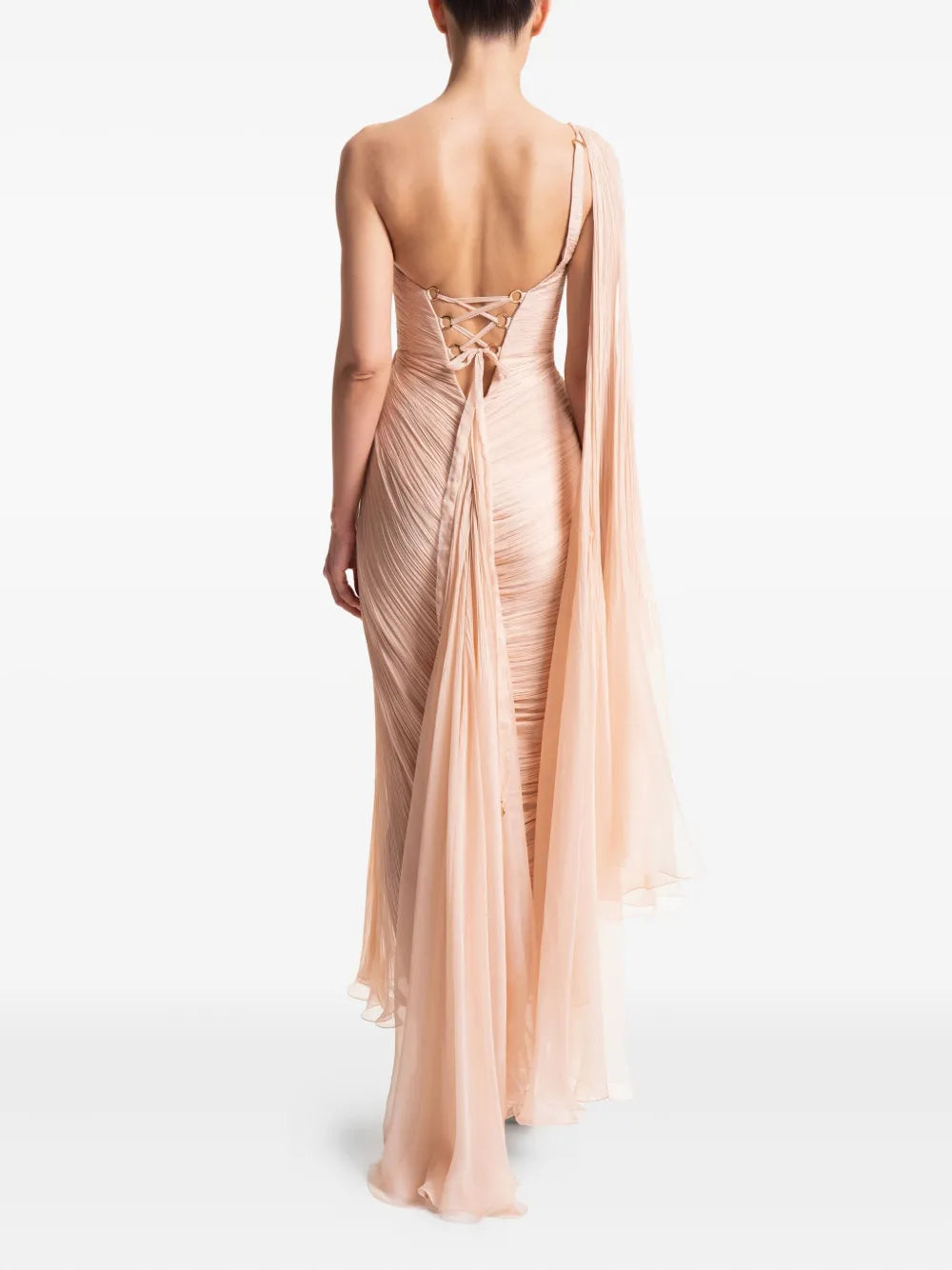 Pink One Shoulder Slit Sheath Maxi Dress