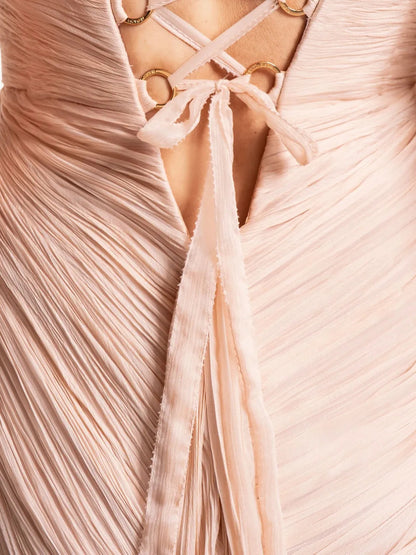Pink One Shoulder Slit Sheath Maxi Dress