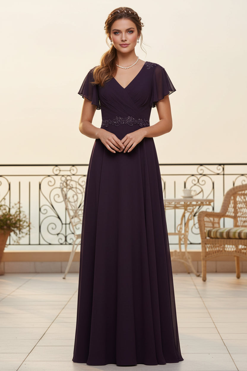 Column Neckline Floor-length Mother of the Bride Dress