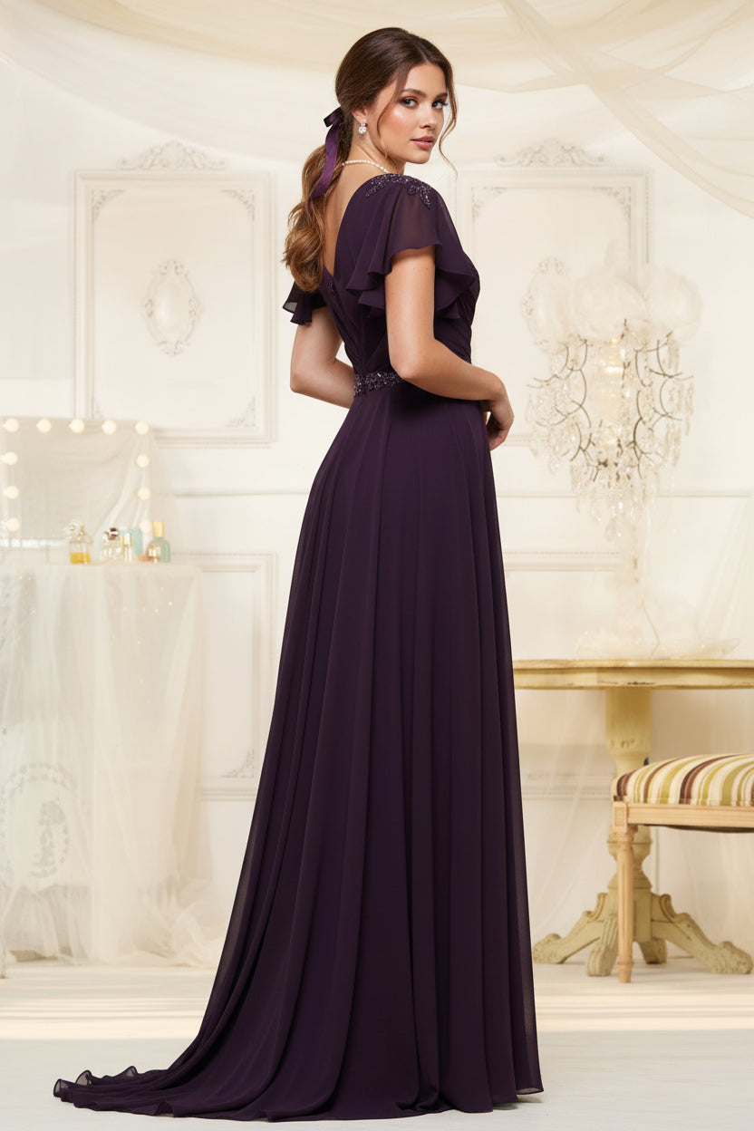 Column Neckline Floor-length Mother of the Bride Dress