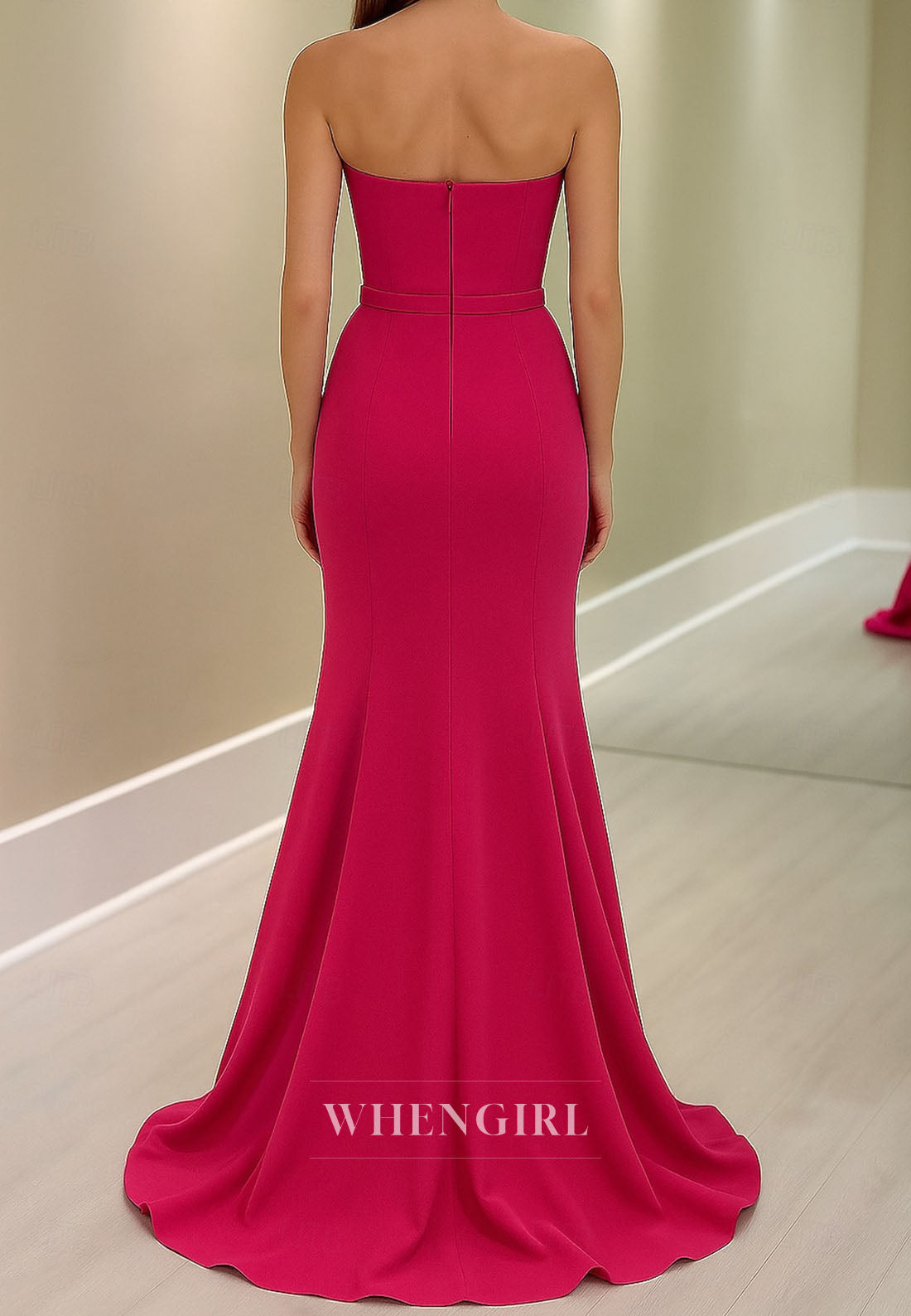 High Neck Mermaid Back Zipper Swep Train Mother of the Bride Dress