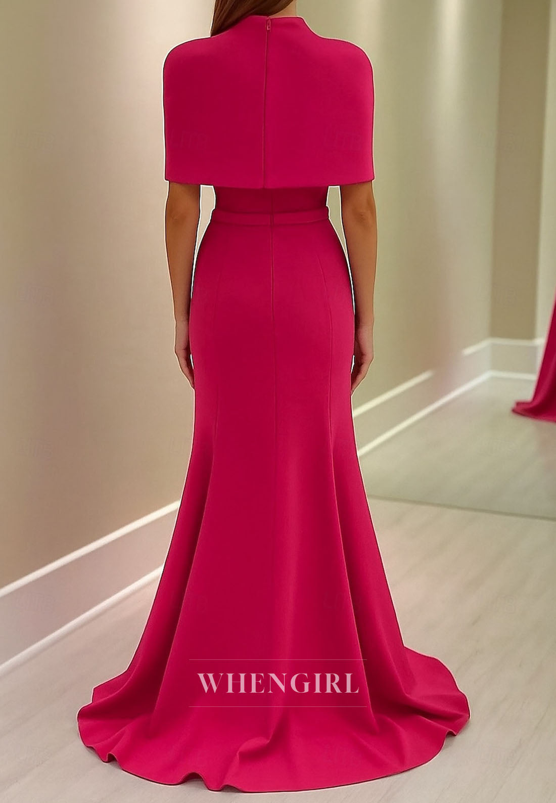 High Neck Mermaid Back Zipper Swep Train Mother of the Bride Dress