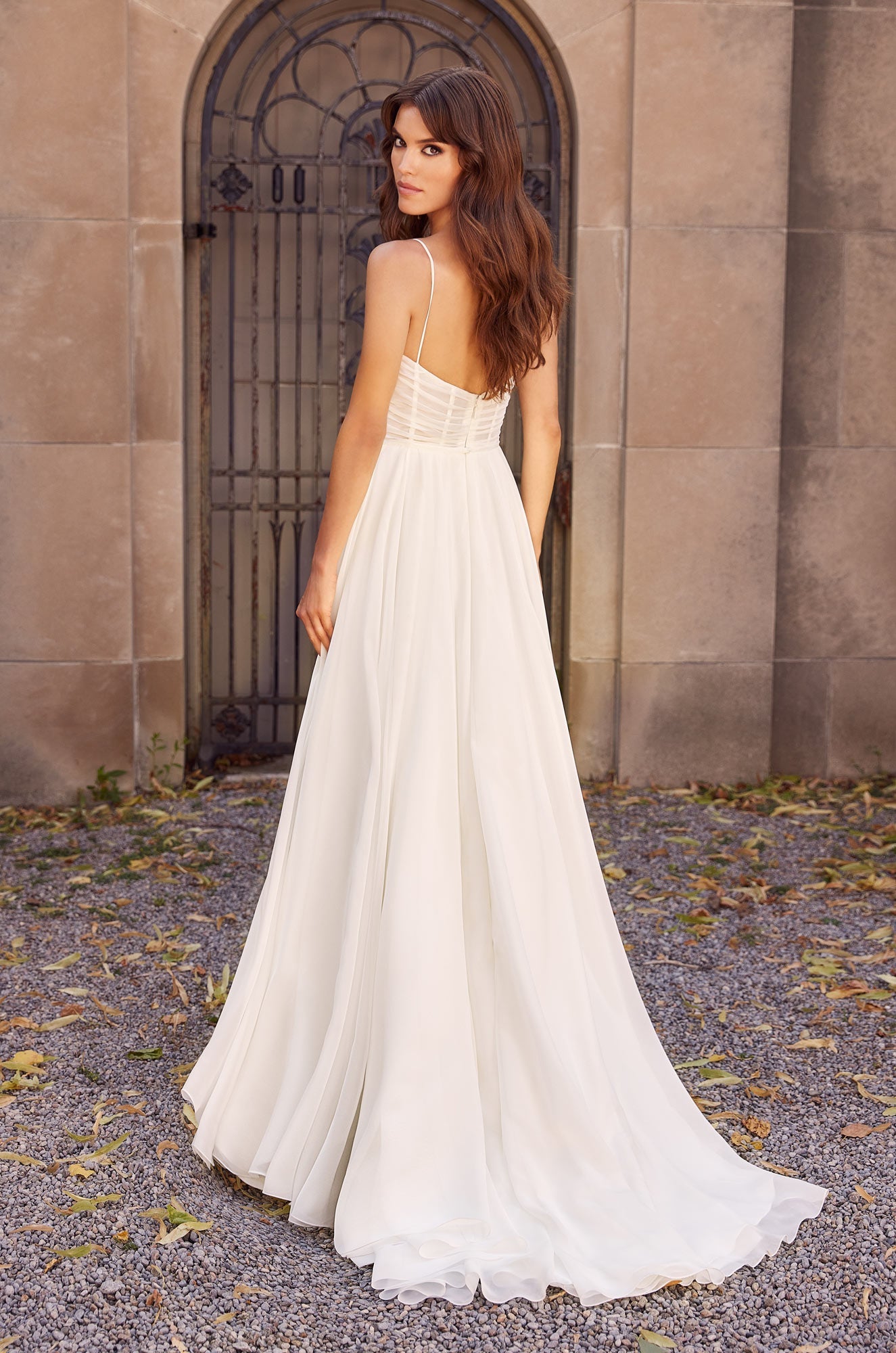 Simple A-Line Spaghetti Straps Slit Wedding Dress