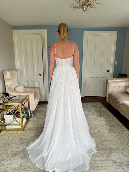 Simple A-Line Spaghetti Straps Slit Wedding Dress