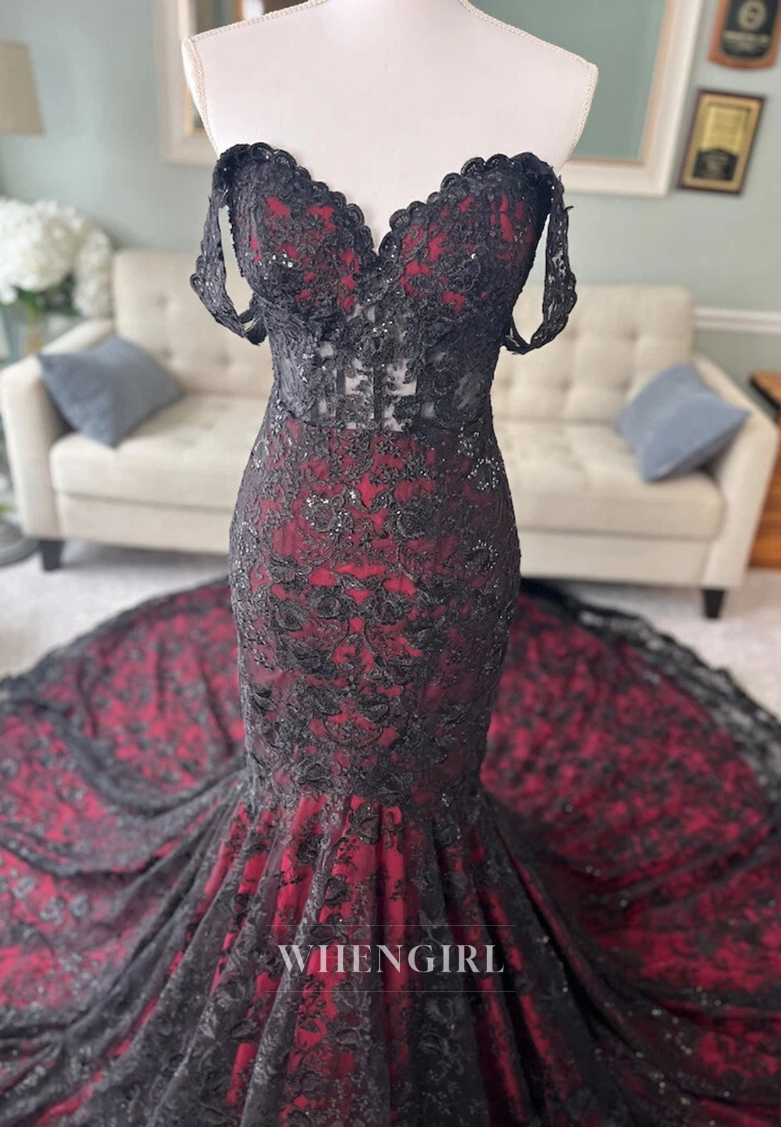 Mermaid Chapel Train Sleeveless Appliqued Lace Detachable High Neck Wedding Dress