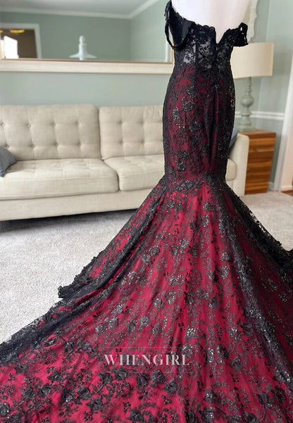 Mermaid Chapel Train Sleeveless Appliqued Lace Detachable High Neck Wedding Dress
