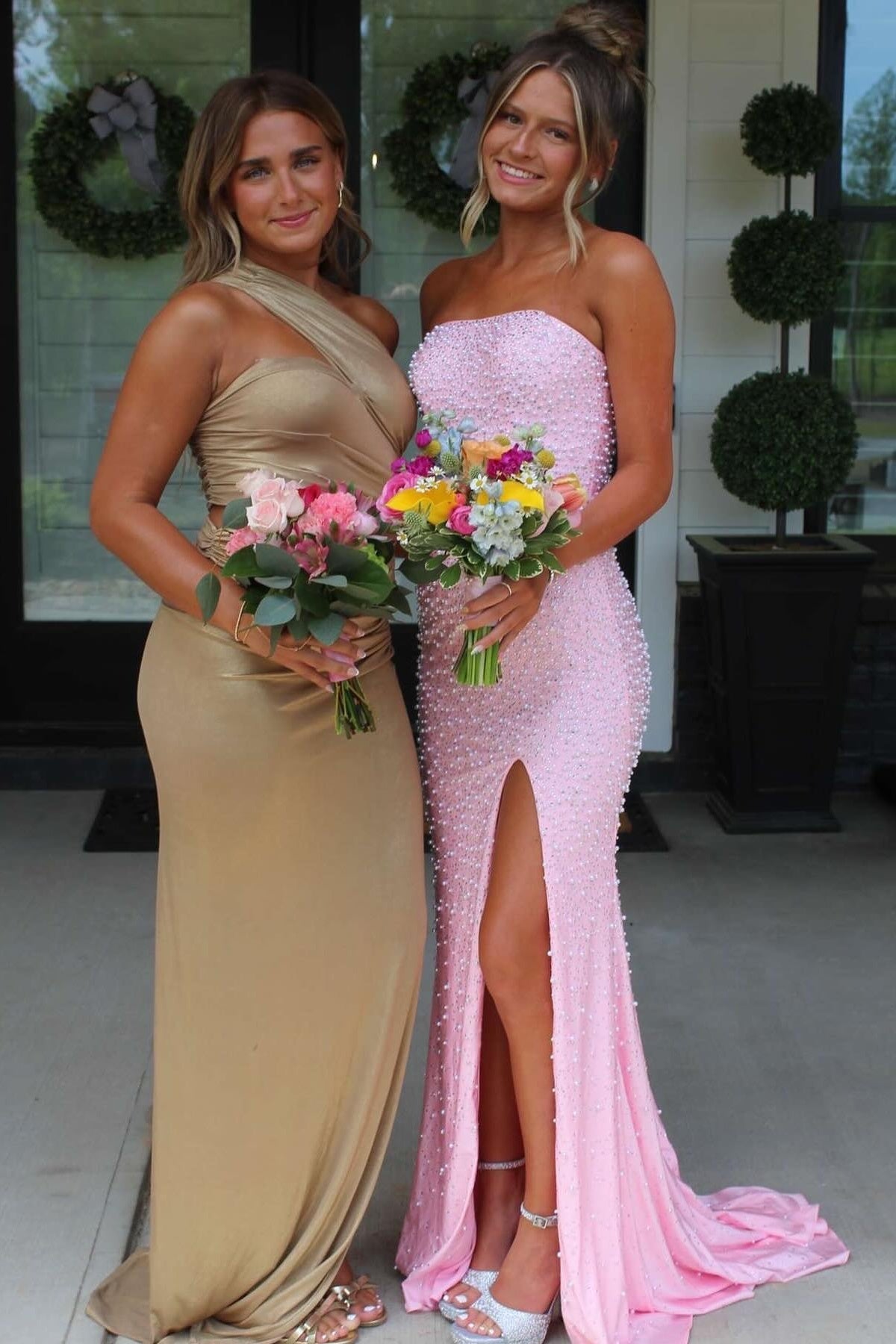 Pretty Mermaid Strapless Long Prom Dress with Pearls