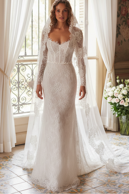 Mermaid Off Shoulder Ivory Lace Wedding dress