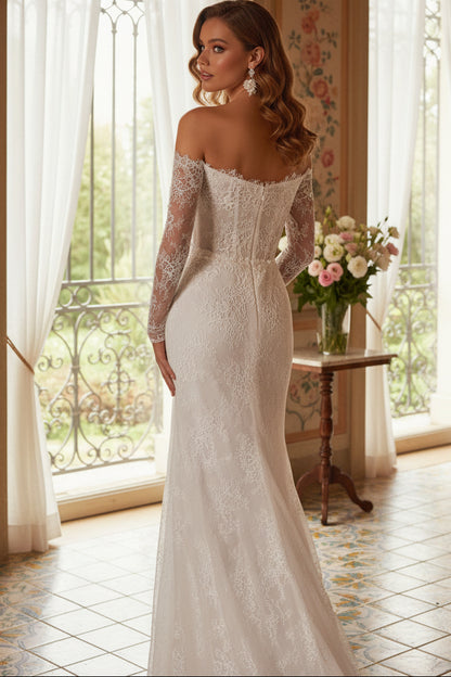 Mermaid Off Shoulder Ivory Lace Wedding dress