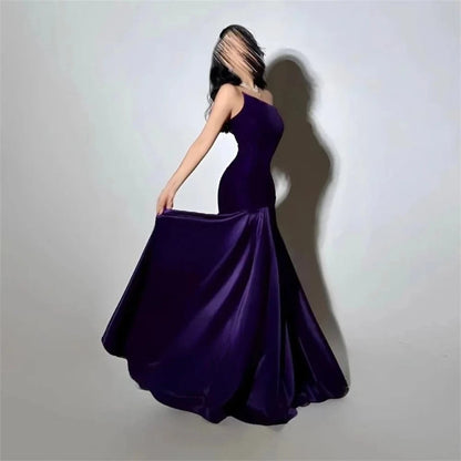 Purple Velvet Satin Formal Evening Dresses Customized Mermaid Arabia Fishtail Prom Dress Women Formal Party Gowns 2025