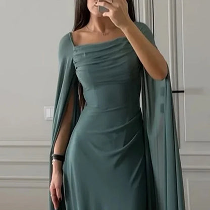 Unique Scoop Bell Sleeves Long Maix Dress Long Sleeves Formal Evening Dress