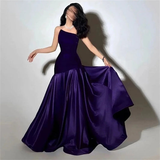 Purple Velvet Satin Formal Evening Dresses Customized Mermaid Arabia Fishtail Prom Dress Women Formal Party Gowns 2025