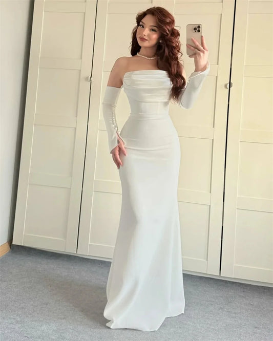 Customized Mermaid Evening Dress Party Classic  Jersey Strapless Dresses Modern Celebrity Gowns